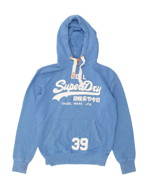 SUPERDRY Mens Graphic Sweatshirt Jumper Small Blue Hoodie Dress Longline Feminine