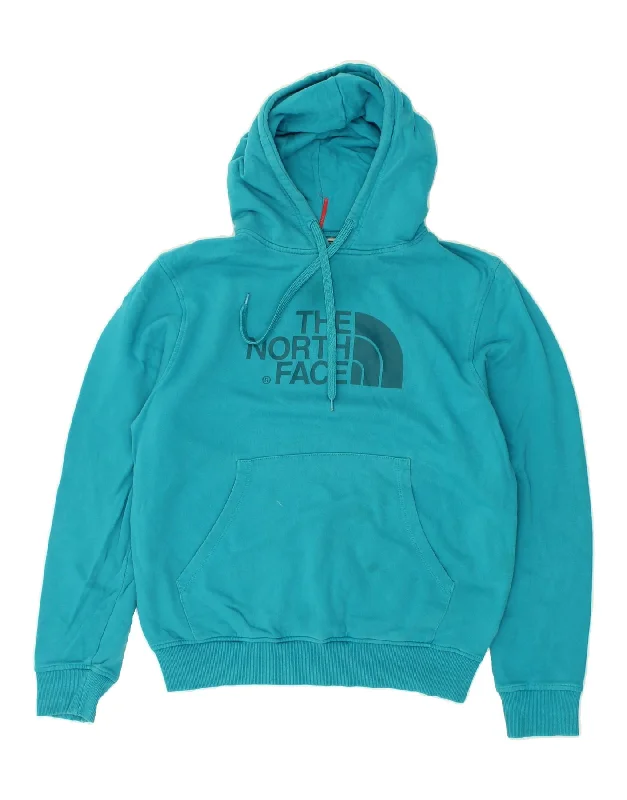 THE NORTH FACE Mens Graphic Hoodie Jumper Medium Blue Cotton Hoodie with Hidden Zipper Minimalist Clean