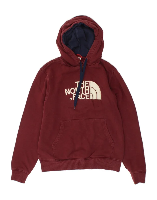 THE NORTH FACE Mens Graphic Hoodie Jumper Medium Maroon Cotton Hoodie with Toggle Buttons Decorative Unique