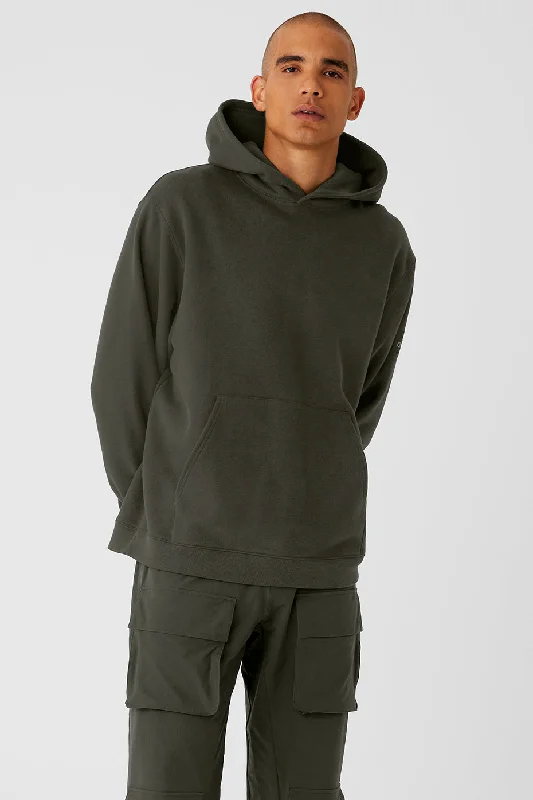 Renown Heavy Weight Hoodie - Stealth Green Hoodie with Tied Waist Feminine Flattering Renown Heavy Weight Hoodie - Stealth Green Hoodie with Tied Waist Feminine Flattering