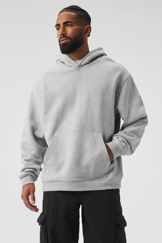 Renown Heavy Weight Hoodie - Athletic Heather Grey Hoodie with Pattern Geometric Abstract Renown Heavy Weight Hoodie - Athletic Heather Grey Hoodie with Pattern Geometric Abstract