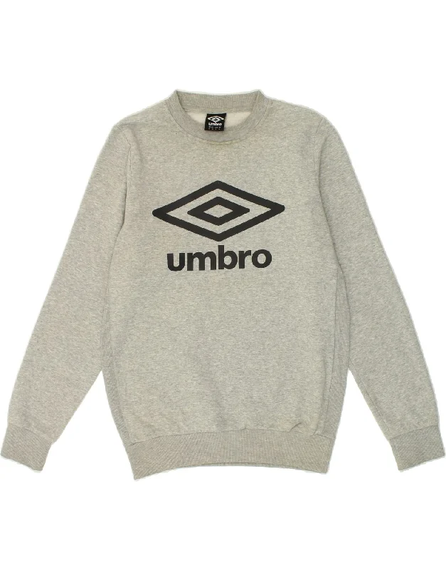 UMBRO Mens Graphic Sweatshirt Jumper Medium Grey Cotton Hoodie with Logo Branding Identity