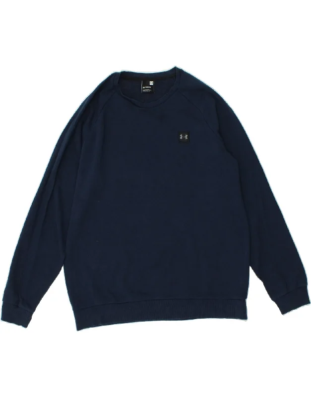UNDER ARMOUR Mens Sweatshirt Jumper XL Navy Blue Cotton Hoodie with Ribbed Neckline Snug Warm UNDER ARMOUR Mens Sweatshirt Jumper XL Navy Blue Cotton Hoodie with Ribbed Neckline Snug Warm