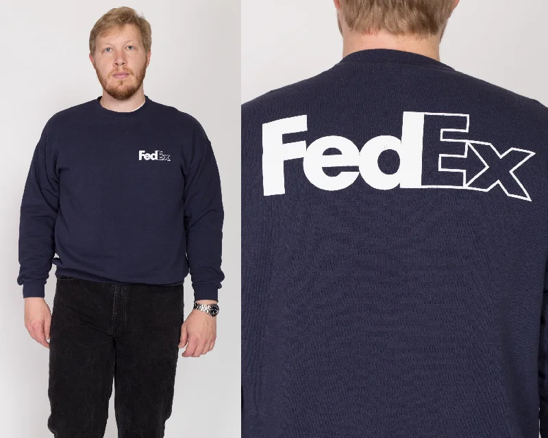 XL 90s Fed Ex Sweatshirt Hoodie with High Neck Warm Protective