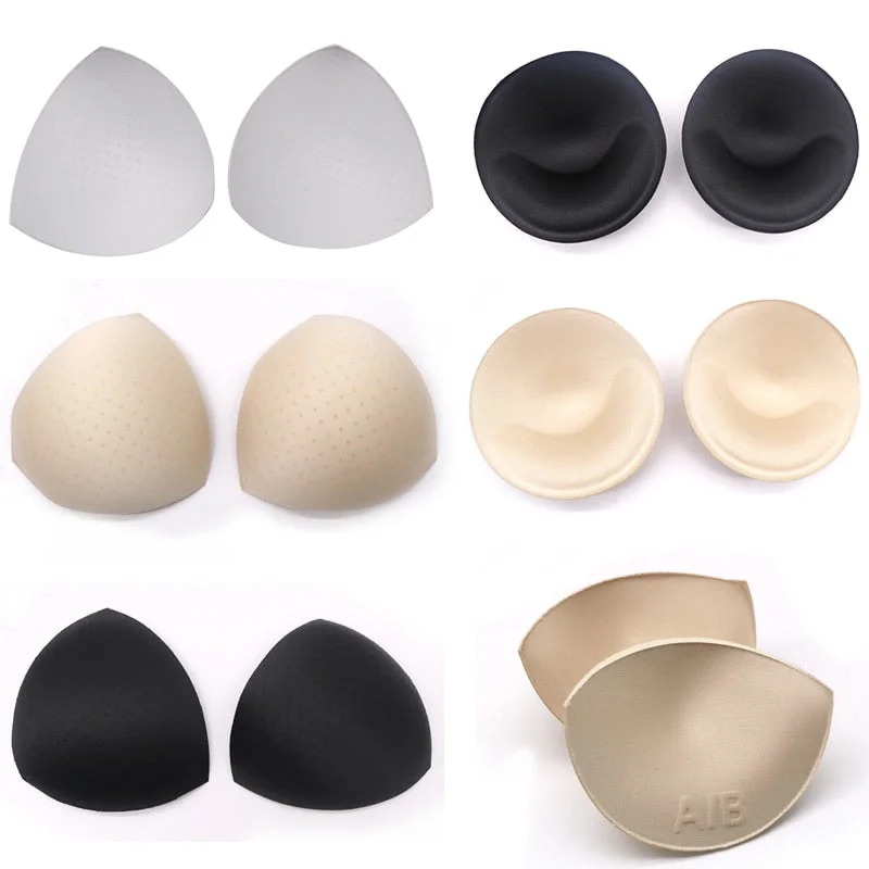 1pair=2pcs Multi-style Women Sponge Foam Push up Enhancer Chest Cup Breast Bikini Swimsuit Padding Bra Pads Intimate Accessories Elegant Ruffle Swimsuit