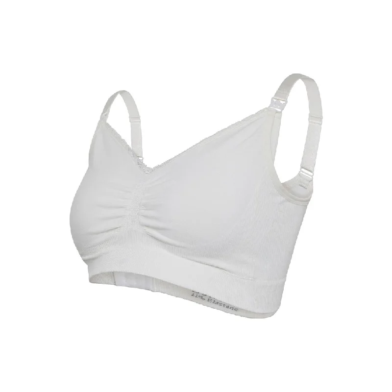 Carriwell Organic Maternity + Nursing Bra - Natural White Lace-Trimmed Bra