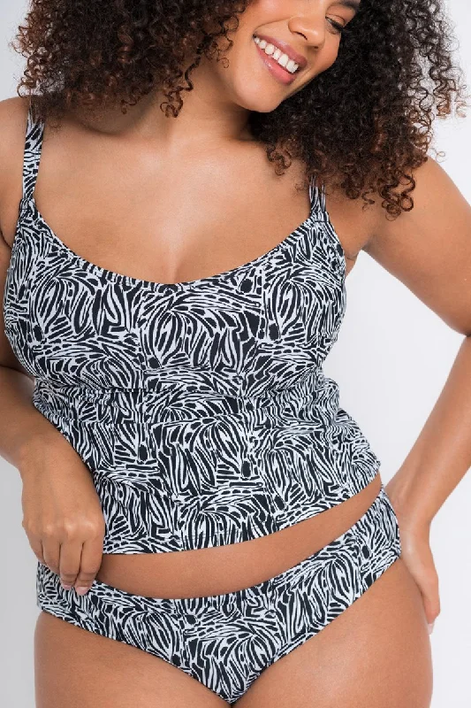 Sundown Tankini Black Print- CS025407 V-Neck Swim Dress
