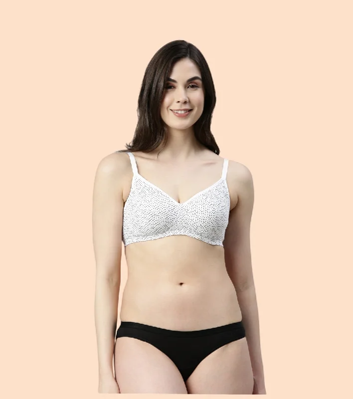 Enamor Fab-Cool A042 Side Support Shaper  Stretch Cotton Everyday Bra for Women- High Coverage, Non Padded and Wirefree - Ditsy Dots Print Versatile Bralette Set