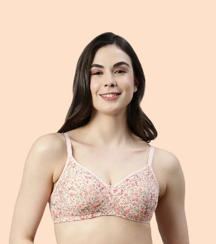 Enamor Fab-Cool A042 Side Support Shaper  Stretch Cotton Everyday Bra for Women- High Coverage, Non Padded and Wirefree - Revello Print Light Padded Bra