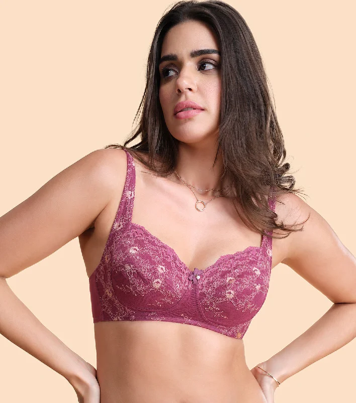 Enamor F129
LACE CONTOUR BRA
NON-PADDED WIREFREE HIGH COVERAGE Casual Bralette Set