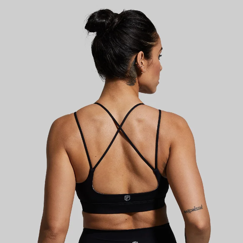 Exhale Sports Bra (Black) Adjustable Back Bra