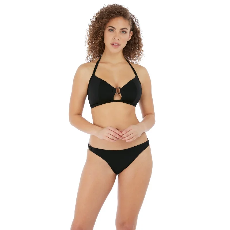 Coco Wave Non Wired Triangle Bikini Swim Top Black- AS7002 Mesh Panel Swimwear