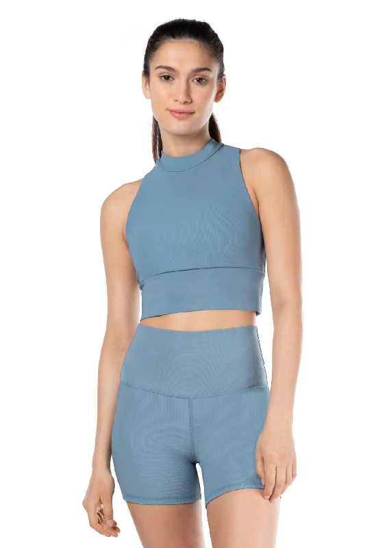 Griffintown Ribbed Mock Neck Bra Top Smooth Push-Up Bra