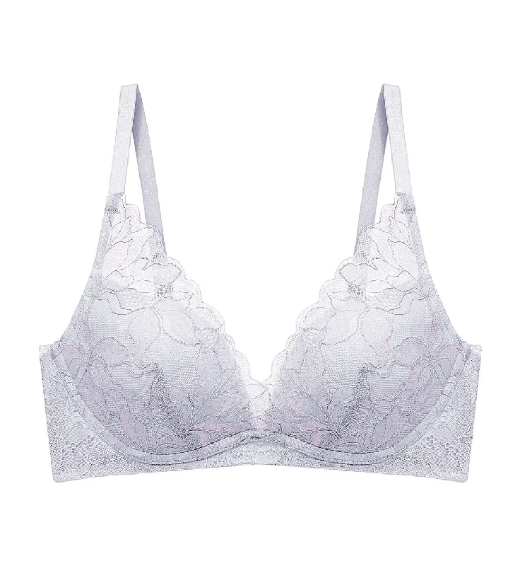 Magnolia Lace Non Wired Push Up Deep V Bra Soft Cup Bra