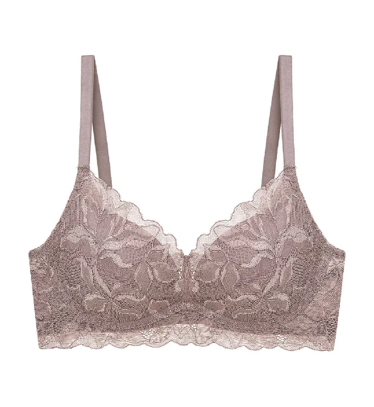 Magnolia Lace Wired Push Up Deep V Bra Smooth Stretch Bra