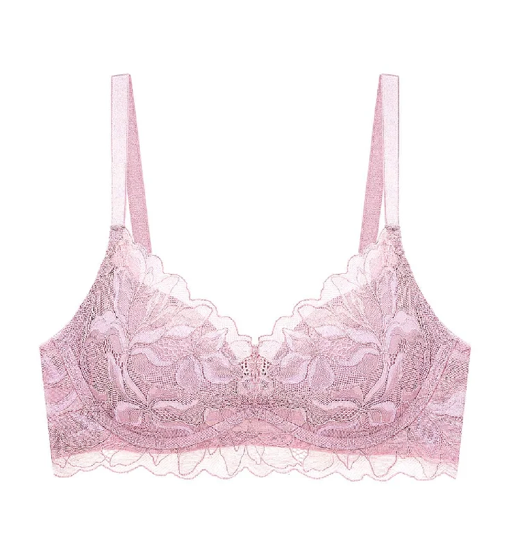 Magnolia Lace Wired Push Up Deep V Bra Adjustable Bra Straps