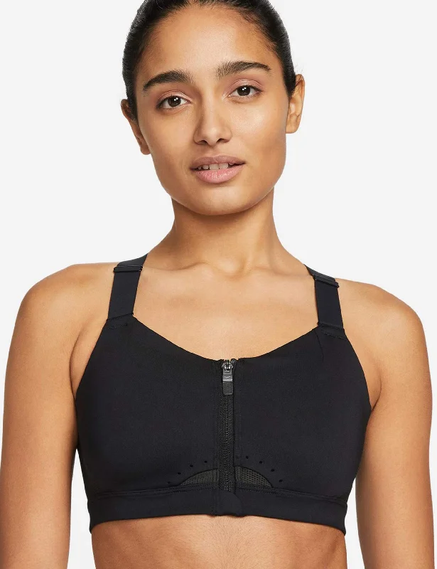 Dri-FIT Alpha Padded Zip-Front Sports Bra - Black/Dark Smoke Grey Comfortable Lace Bralette