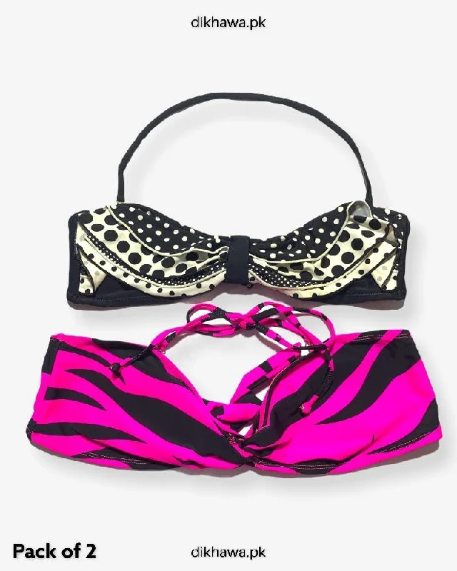 Pack Of 2 Stocklot Bikini Top Swimwear | Bikini Top Bundle | Imported Stock Branded Bikini Top Color-Block Bikini