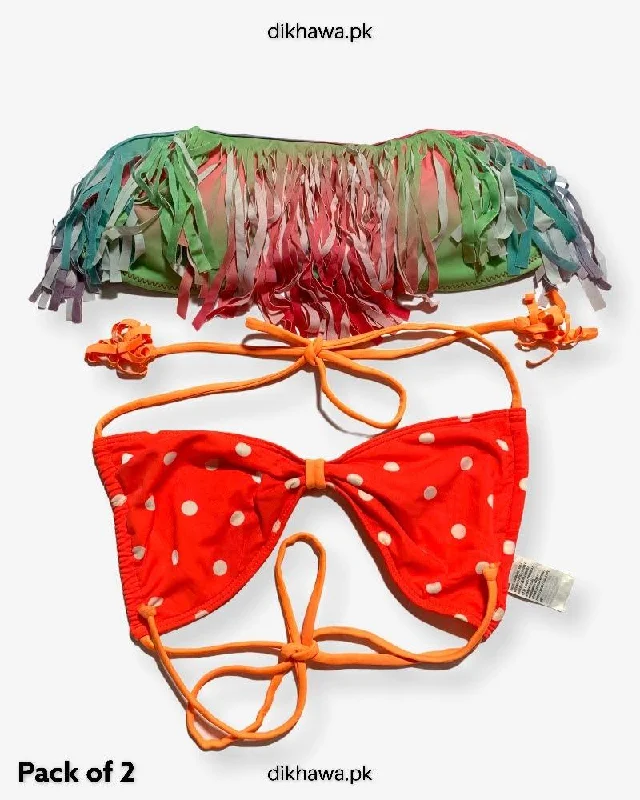 Pack Of 2 Stocklot Bikini Top Swimwear | Bikini Top Bundle | Imported Stock Branded Bikini Top Elegant Halter Bikini