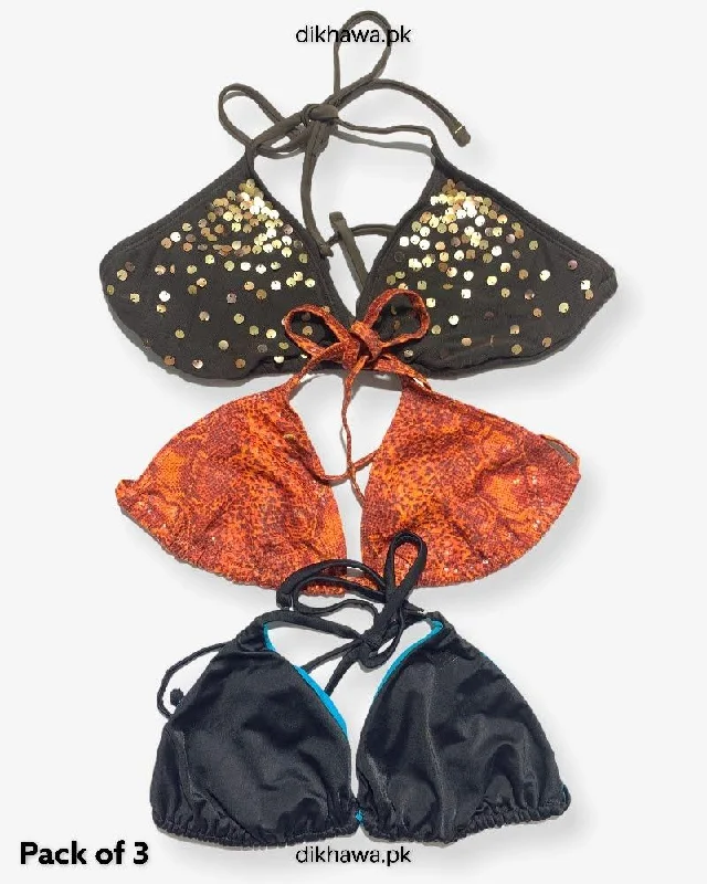 Pack Of 3 Stocklot Bikini Top Swimwear | Bikini Top Bundle | Imported Stock Branded Bikini Top Floral Print Swimsuit