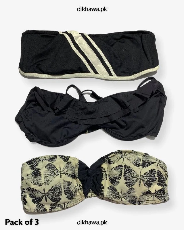 Pack Of 3 Stocklot Bikini Top Swimwear | Bikini Top Bundle | Imported Stock Branded Bikini Top Strapless Swimsuit Top