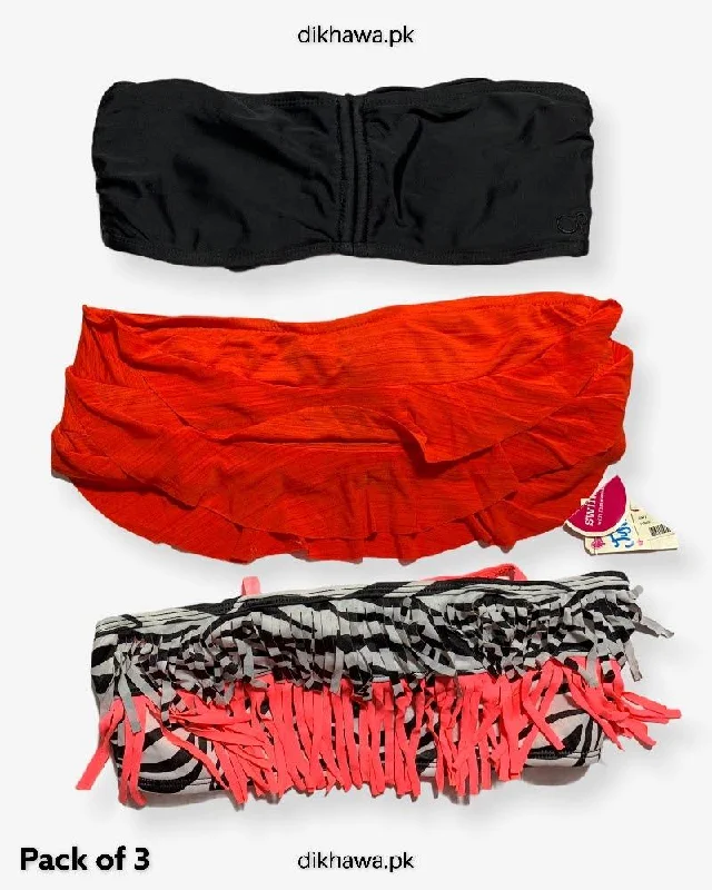 Pack Of 3 Stocklot Bikini Top Swimwear | Bikini Top Bundle | Imported Stock Branded Bikini Top Push-Up Bikini Bottoms
