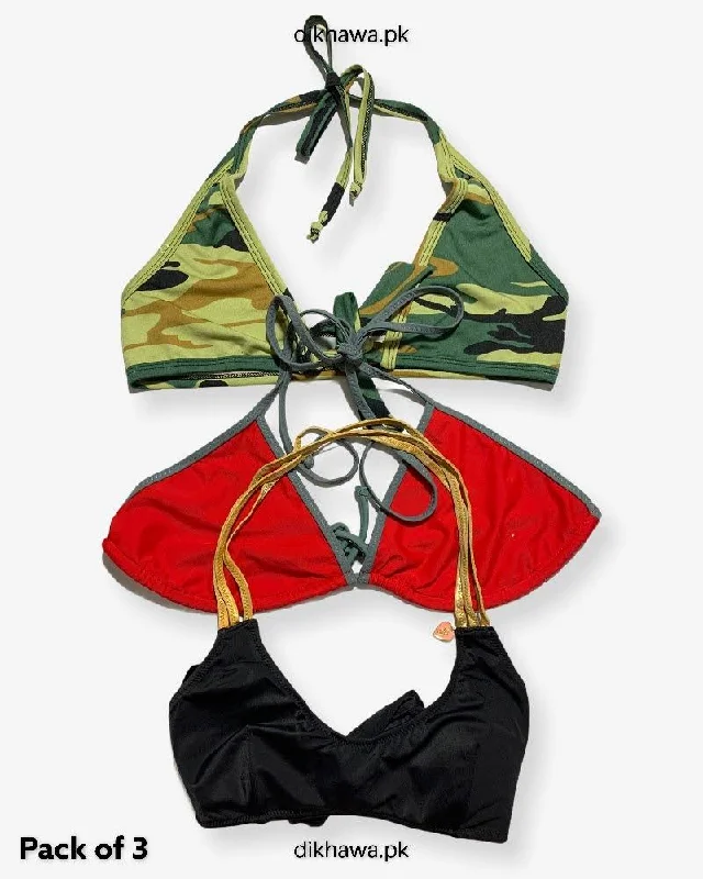 Pack Of 3 Stocklot Bikini Top Swimwear | Bikini Top Bundle | Imported Stock Branded Bikini Top Trendy Swimwear Set