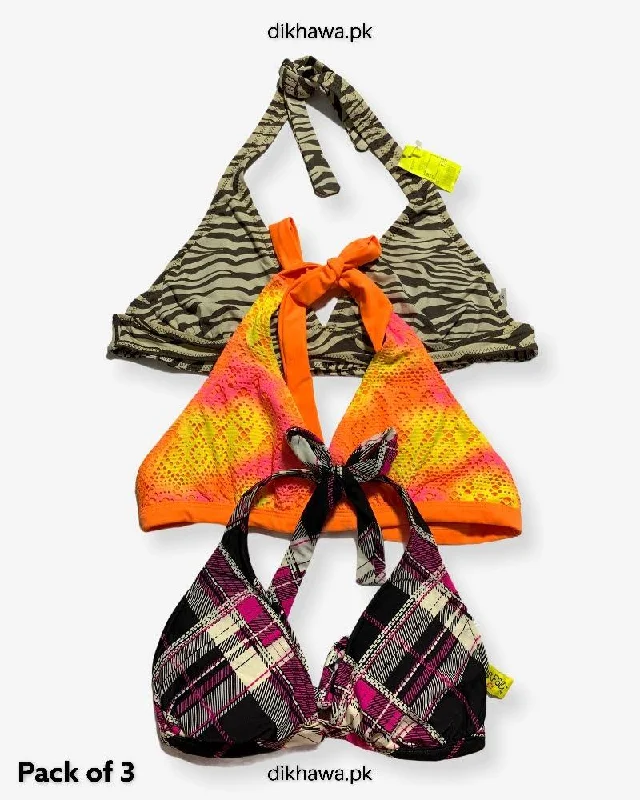 Pack Of 3 Stocklot Bikini Top Swimwear | Bikini Top Bundle | Imported Stock Branded Bikini Top Swim Dress with Belt
