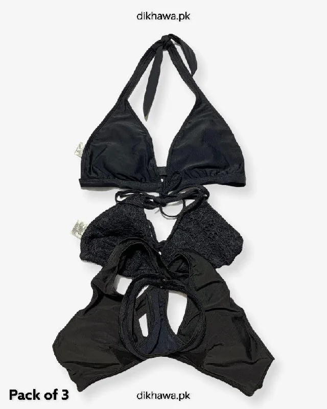 Pack Of 3 Stocklot Bikini Top Swimwear | Bikini Top Bundle | Imported Stock Branded Bikini Top Stylish Cover-Up Set