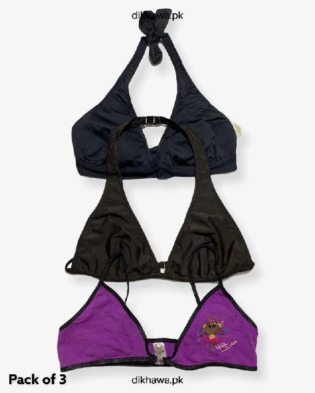 Pack Of 3 Stocklot Bikini Top Swimwear | Bikini Top Bundle | Imported Stock Branded Bikini Top Adjustable Bikini Bottoms