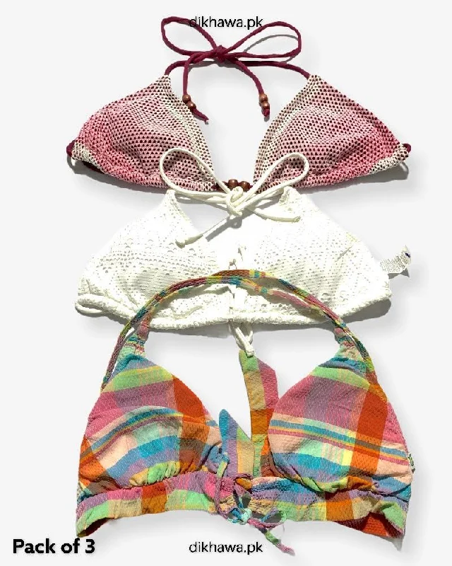 Pack Of 3 Stocklot Bikini Top Swimwear | Bikini Top Bundle | Imported Stock Branded Bikini Top Sporty Racerback Swimsuit