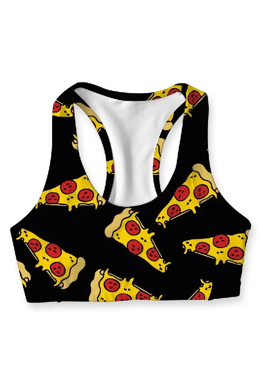 Pepperoni Stella Black Seamless Racerback Sport Yoga Bra - Women Lightweight Cotton Bra