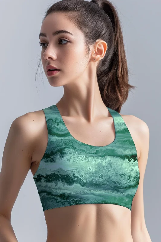 Rainforest Stella Jade Green Seamless Racerback Sport Yoga Bra - Women Supportive Wireless Bra