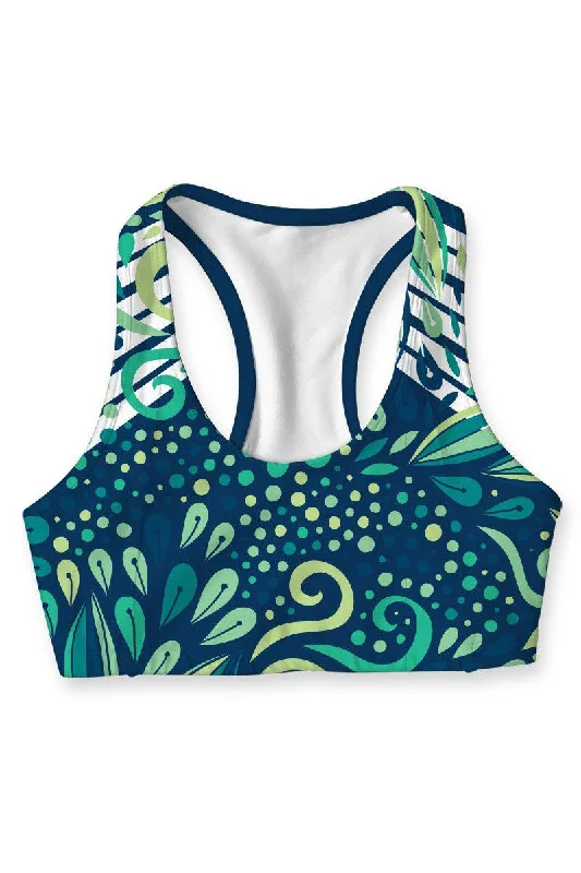 Revival Stella Green Seamless Racerback Sport Yoga Bra - Women Elegant Satin Bralette