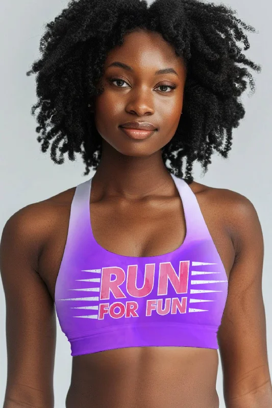 Run for Fun Stella Purple Seamless Racerback Running Sport Bra - Women Supportive Wireless Bra