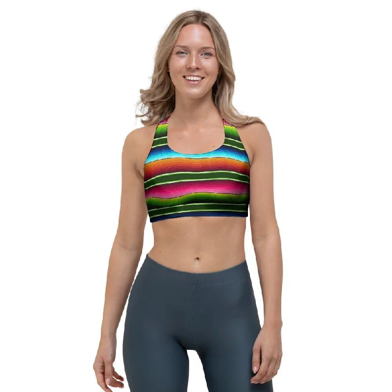 Serape Baja Mexican Sports Bra Casual Bralette Set