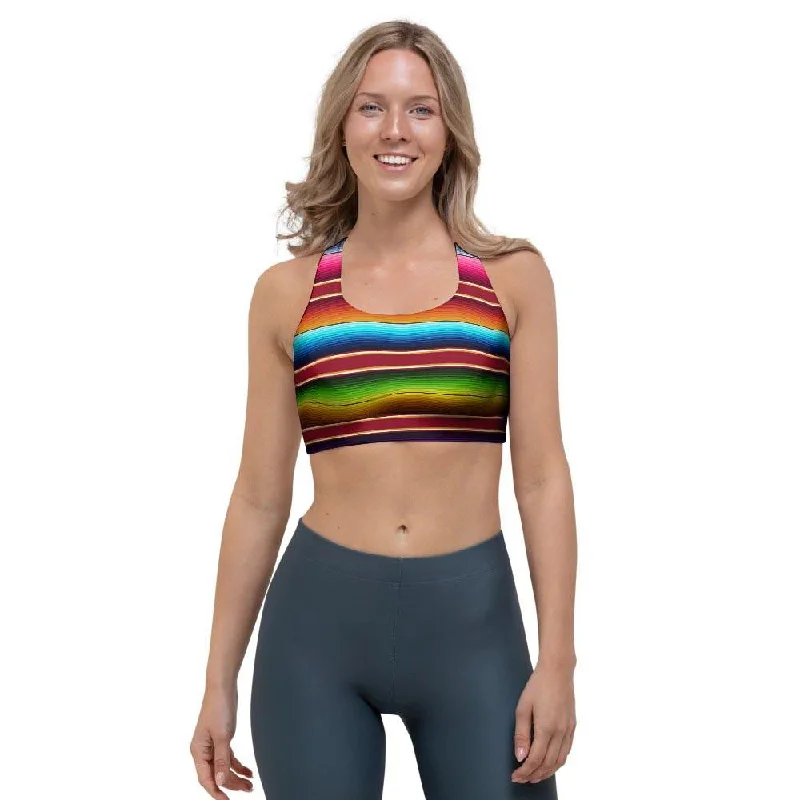 Serape Baja Print Sports Bra Comfortable Lace Bra