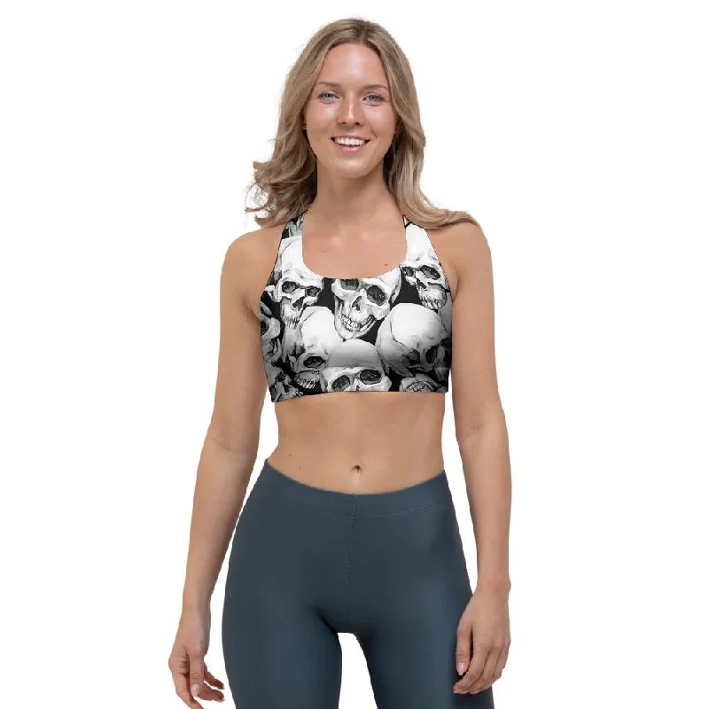 Skull Sports Bra Push-Up Bralette Set