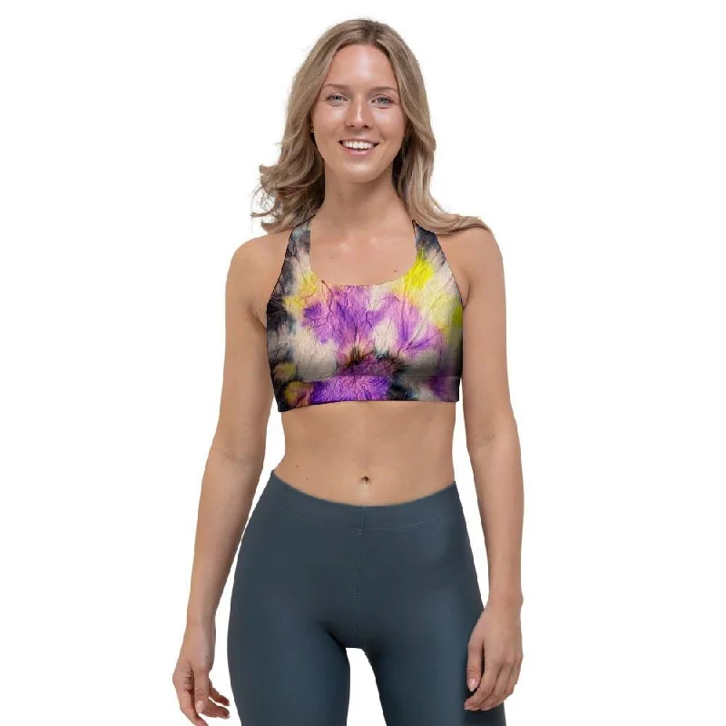 Spiral Hippie Tie Dye Sports Bra Sexy Mesh Bra