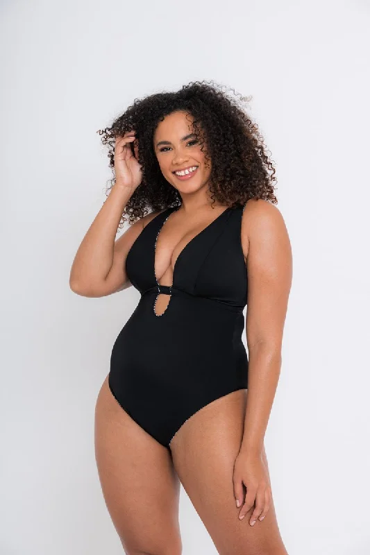 Sundown Reversible Non-Wired Swimsuit Black Print- CS025607 Cross-Back Bikini