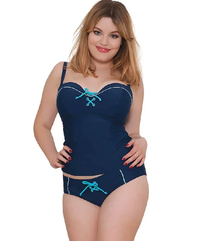 Curvy Kate Set Sail Bandeau Tankini - Indigo Mix Push-Up Swimsuit Top