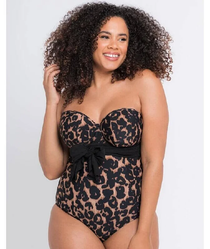 Curvy Kate Wrapsody Bandeau One Piece Swimsuit - Leopard Print High-Waist Bikini Set