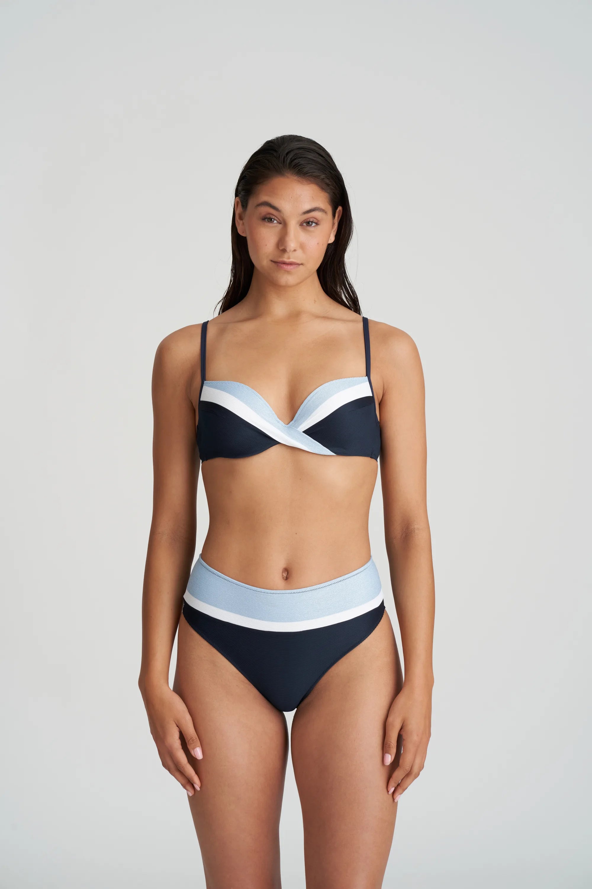 Mariejo Swim Sitges Padded Plunge Bikini Top Modern High-Waisted Swimsuit