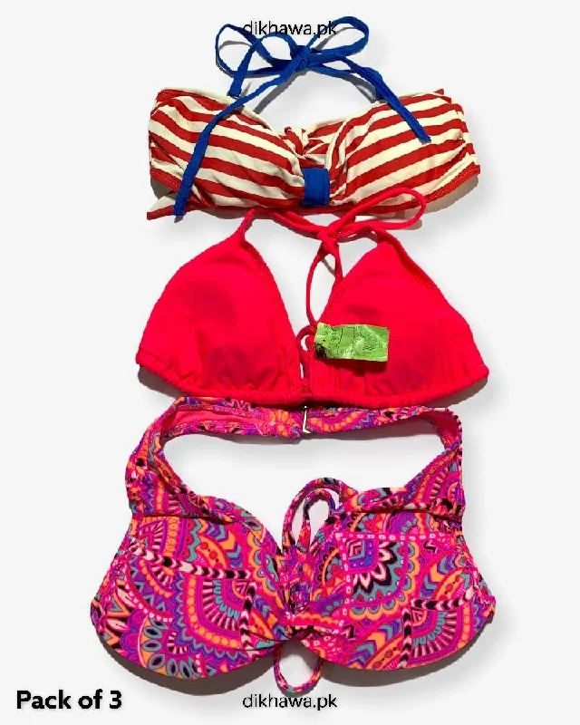 Pack Of 3 Stocklot Bikini Top Swimwear | Bikini Top Bundle | Imported Stock Branded Bikini Top Bold Swimsuit Design