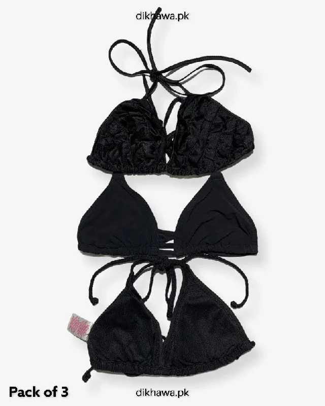 Pack Of 3 Stocklot Bikini Top Swimwear | Bikini Top Bundle | Imported Stock Branded Bikini Top Swimsuit with Skirt
