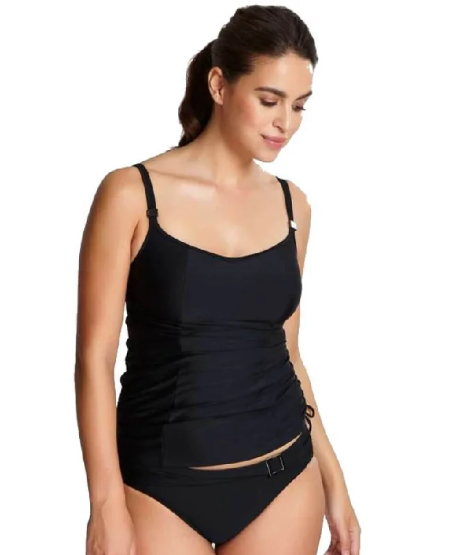 Panache Swimwear Anya Balconnet Tankini Top - Black Mesh Panel Swimwear