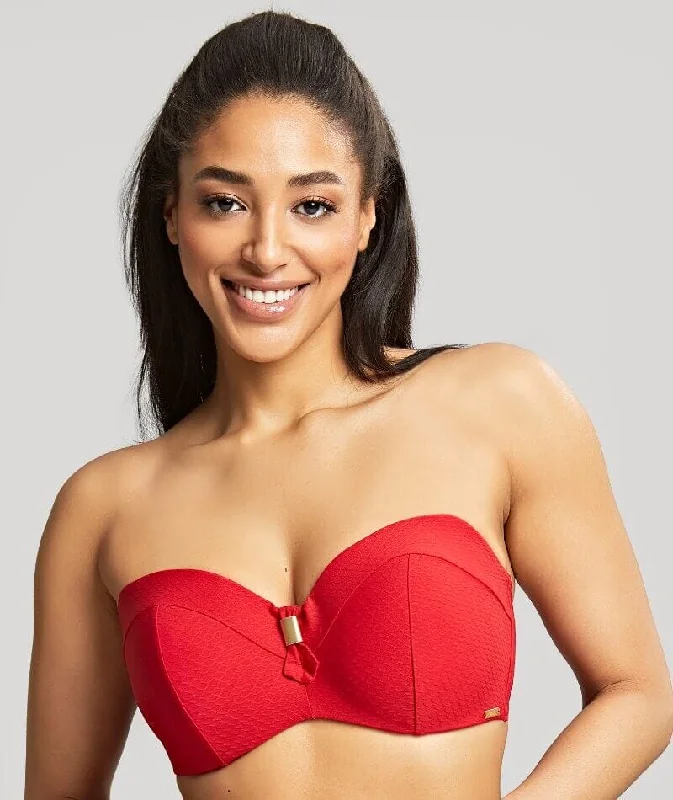 Panache Swimwear Marianna D-H Cup Bandeau Bikini Top - Crimson Classic Sporty Swimsuit