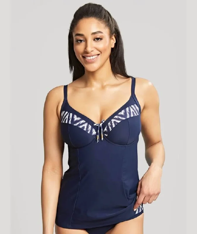 Panache Swimwear Oceana Balconnet D-J Cup Tankini Top - Navy Strappy Back Bikini