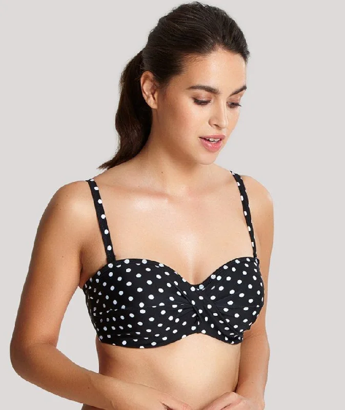 Panache Swimwear Anya Spot Bandeau Moulded Underwired Bikini Top - Black White Classic Two-Piece Bikini