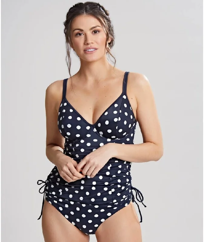 Panache Swimwear Anya Riva Spot Balconnet Wired Tankini - Navy/Vanilla Ruched Swimwear Set